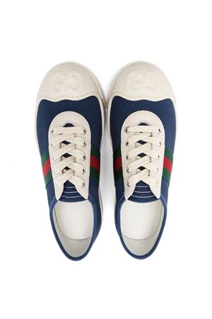 blue leather sneakers GUCCI KIDS | 772410FACY74256